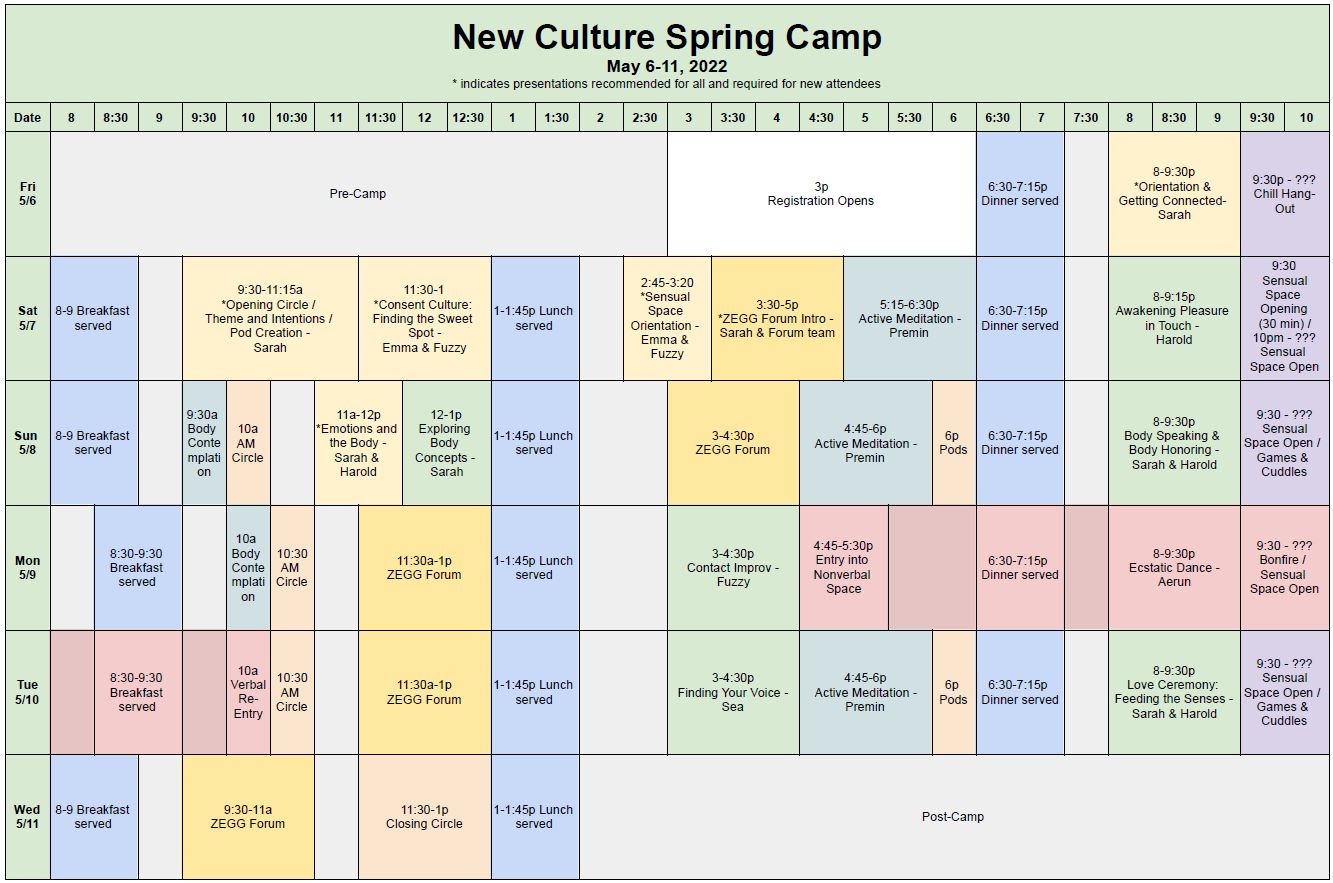 Spring Camp schedule